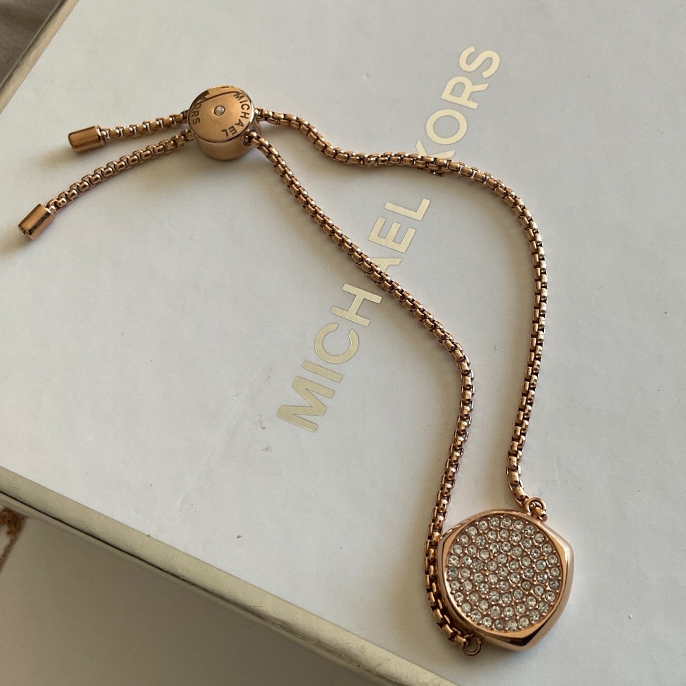 Michael Kors Rose Gold Pave Slider Bracelet